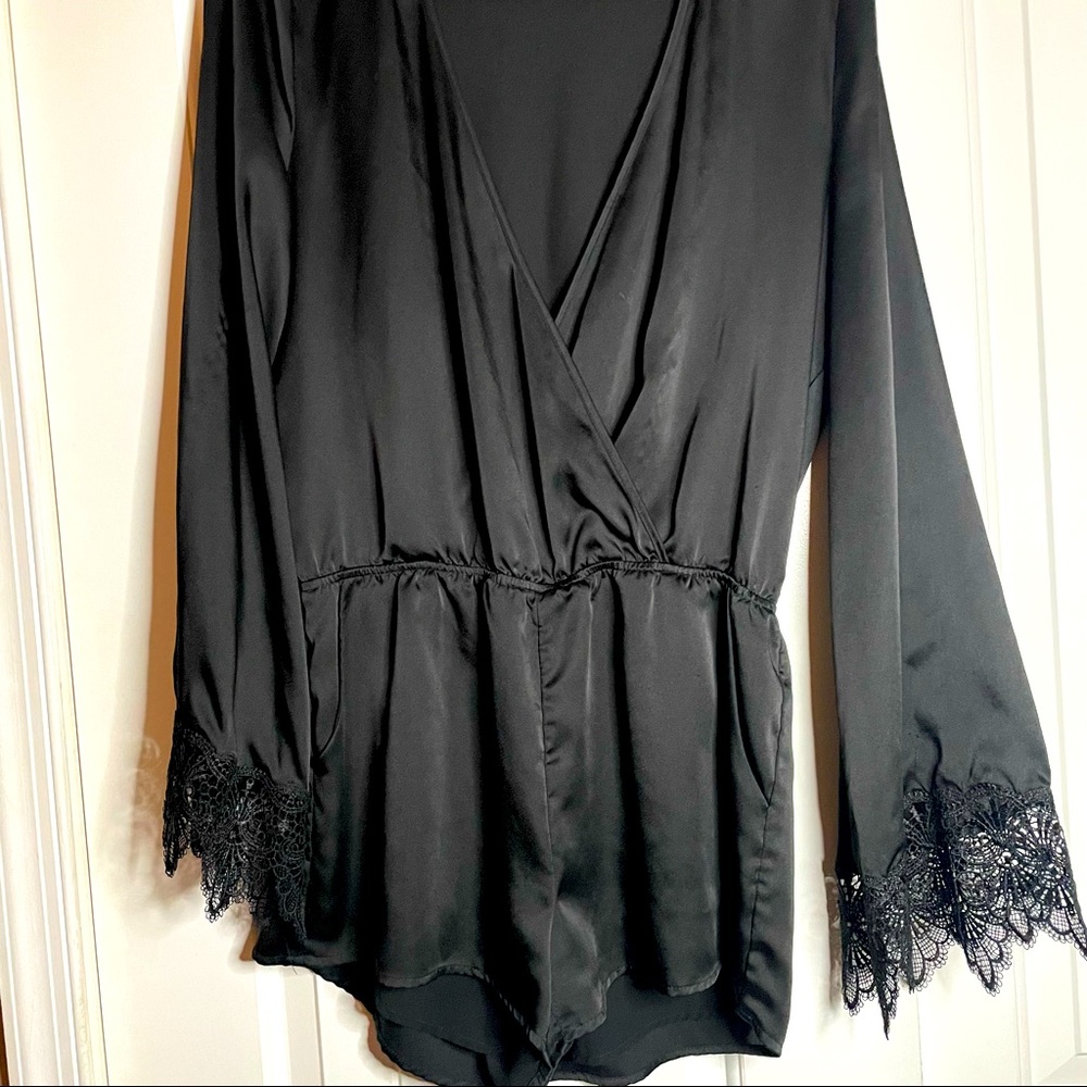 COTTON CANDY BLACK SATIN ROMPER